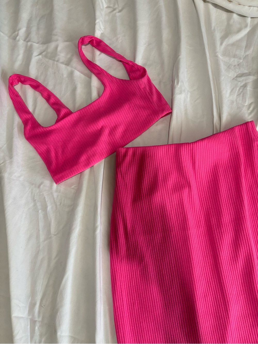 Show Me Your Mumu Ribbed Two-Piece Set in Hot Pink - Picture 3 of 5